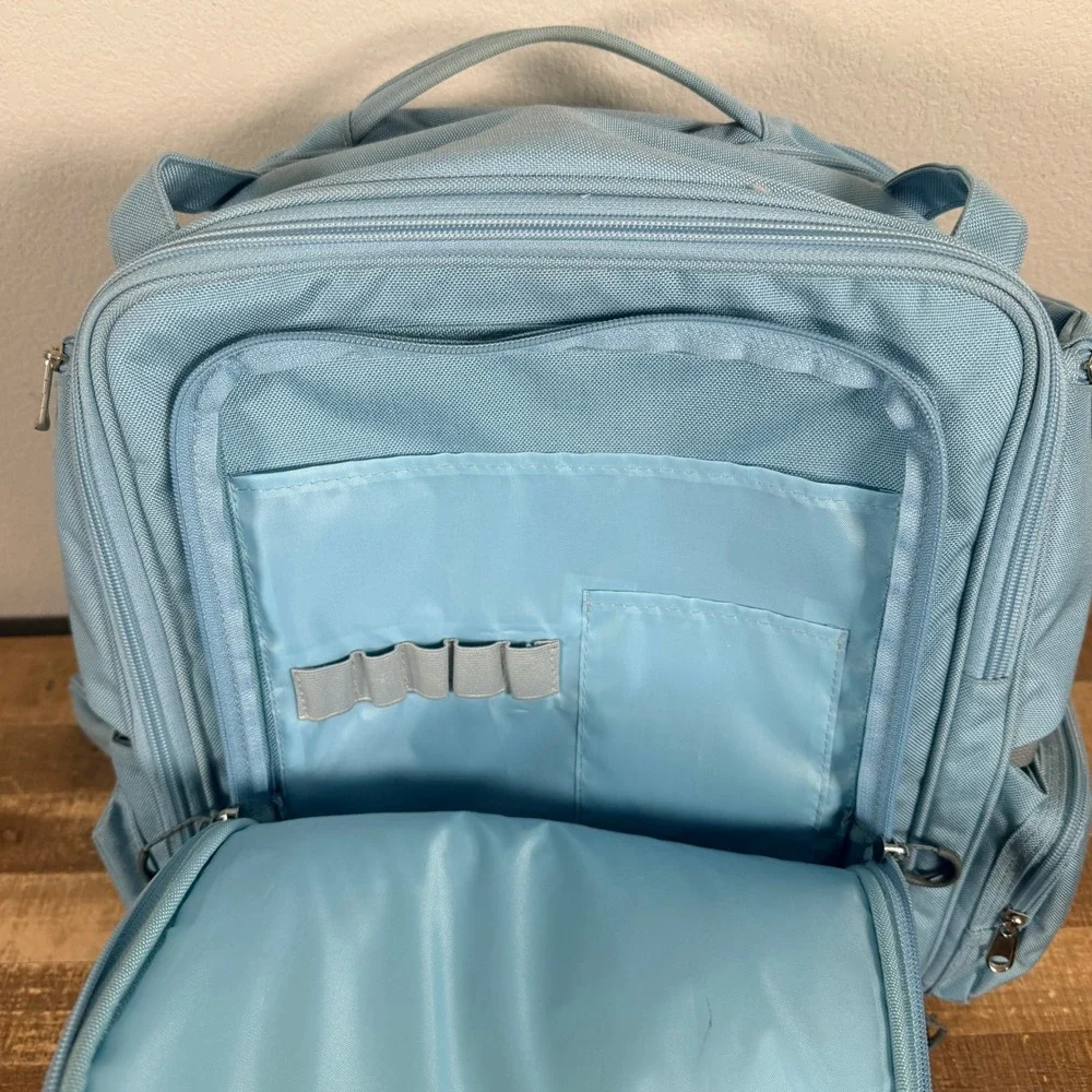RP Travel Backpack Light Blue Multi-Compartment Travel Laptop Bag Expandable